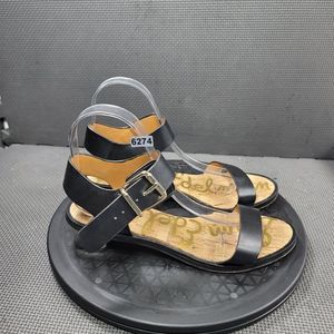 Sam Edelman Trixie Sandals Womens Sz 8 Black Brown Leather Ankle Strap Heels